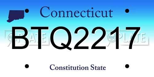 BTQ2217 Connecticut License Plate