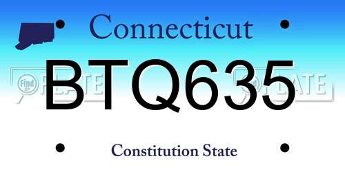 BTQ635 Connecticut License Plate