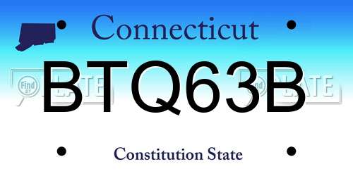 BTQ63B Connecticut License Plate