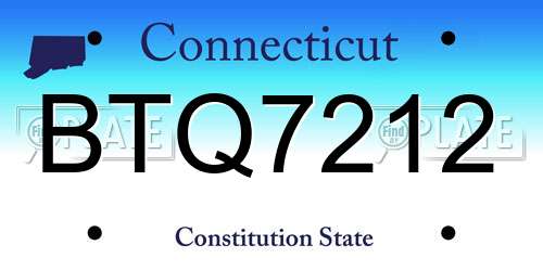 BTQ7212 Connecticut License Plate