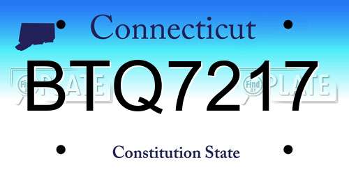 BTQ7217 Connecticut License Plate