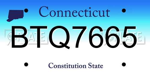 BTQ7665 Connecticut License Plate
