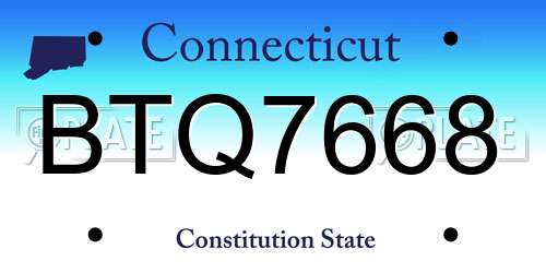 BTQ7668 Connecticut License Plate