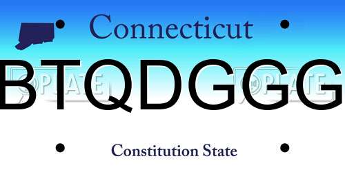 BTQDGGG Connecticut License Plate