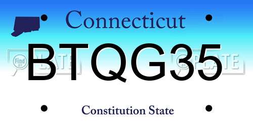 BTQG35 Connecticut License Plate
