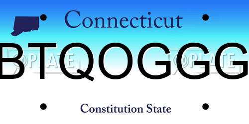 BTQOGGG Connecticut License Plate