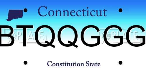 BTQQGGG Connecticut License Plate