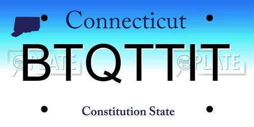 BTQTTIT Connecticut License Plate