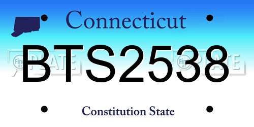 BTS2538 Connecticut License Plate