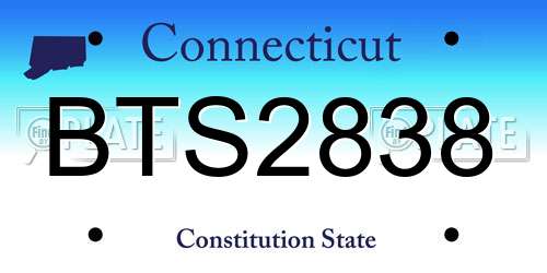 BTS2838 Connecticut License Plate