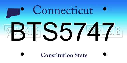 BTS5747 Connecticut License Plate