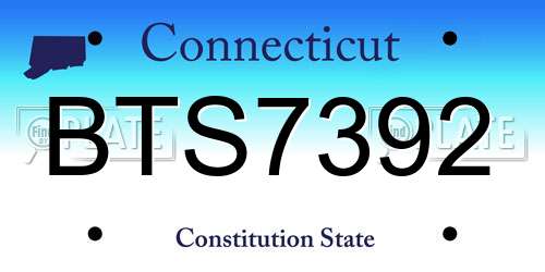 BTS7392 Connecticut License Plate
