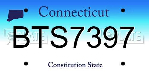 BTS7397 Connecticut License Plate