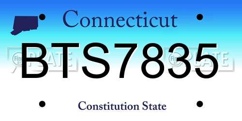 BTS7835 Connecticut License Plate