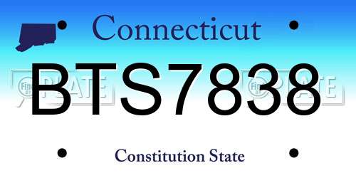 BTS7838 Connecticut License Plate
