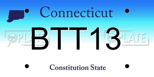 BTT13 Connecticut License Plate