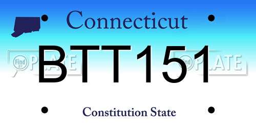 BTT151 Connecticut License Plate