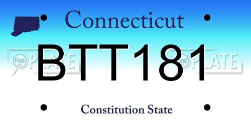 BTT181 Connecticut License Plate
