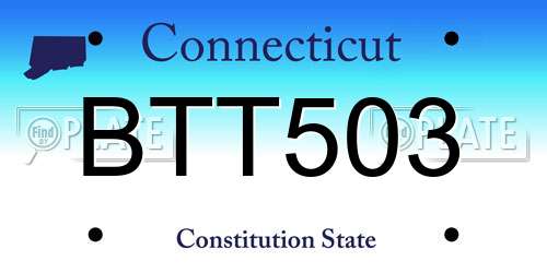 BTT503 Connecticut License Plate