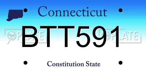 BTT591 Connecticut License Plate