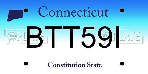 BTT59I Connecticut License Plate