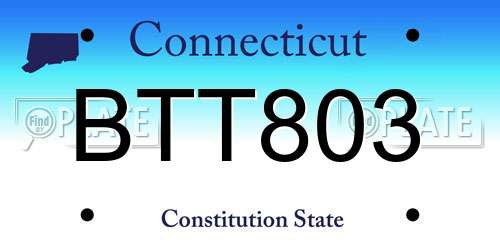 BTT803 Connecticut License Plate