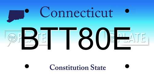 BTT80E Connecticut License Plate