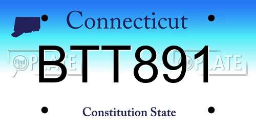 BTT891 Connecticut License Plate