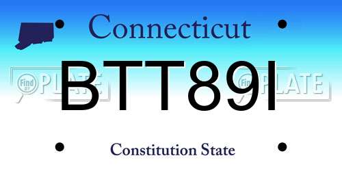 BTT89I Connecticut License Plate