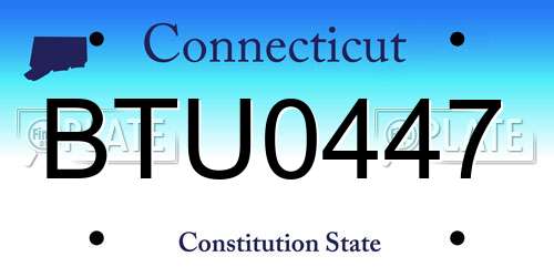 BTU0447 Connecticut License Plate