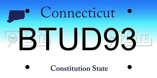 BTUD93 Connecticut License Plate