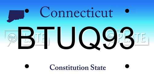 BTUQ93 Connecticut License Plate