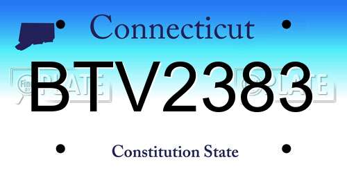BTV2383 Connecticut License Plate
