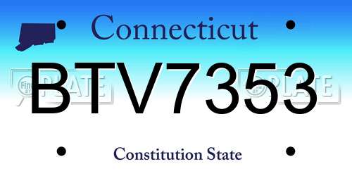 BTV7353 Connecticut License Plate