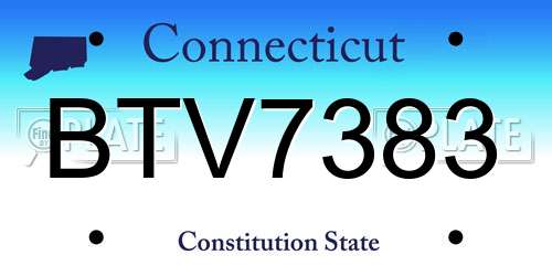 BTV7383 Connecticut License Plate