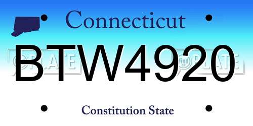 BTW4920 Connecticut License Plate