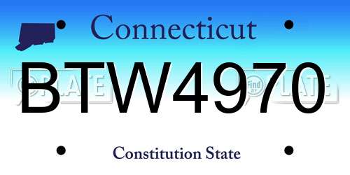 BTW4970 Connecticut License Plate