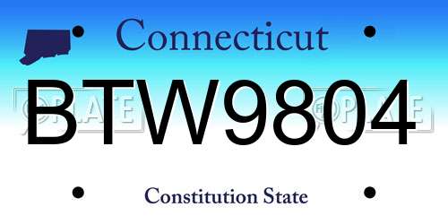 BTW9804 Connecticut License Plate