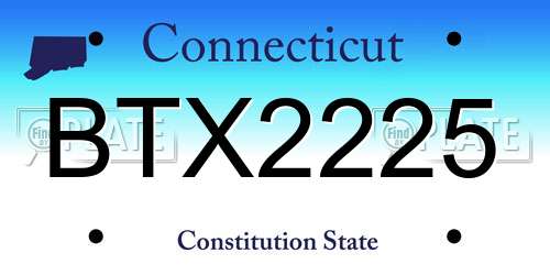 BTX2225 Connecticut License Plate