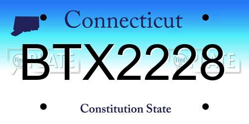 BTX2228 Connecticut License Plate