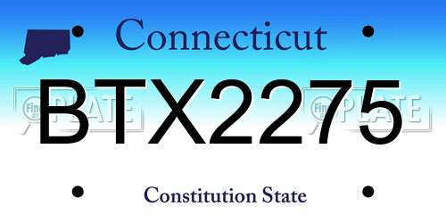 BTX2275 Connecticut License Plate