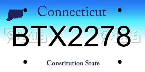 BTX2278 Connecticut License Plate
