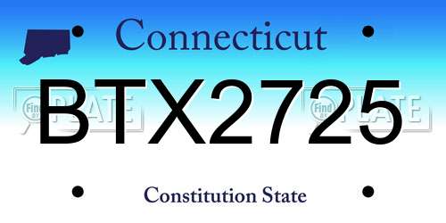 BTX2725 Connecticut License Plate