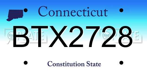 BTX2728 Connecticut License Plate