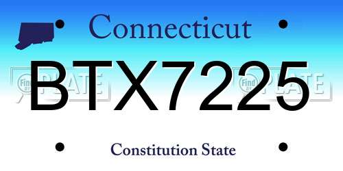 BTX7225 Connecticut License Plate