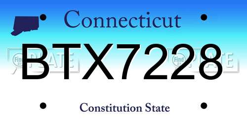 BTX7228 Connecticut License Plate