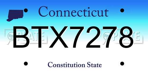 BTX7278 Connecticut License Plate