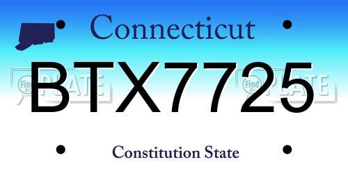 BTX7725 Connecticut License Plate