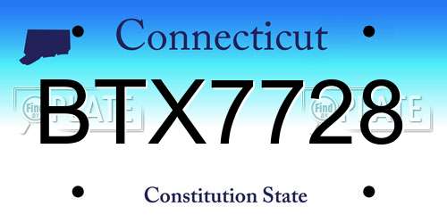 BTX7728 Connecticut License Plate