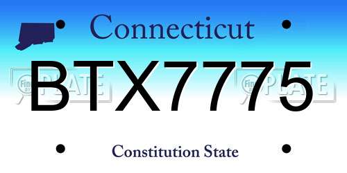 BTX7775 Connecticut License Plate